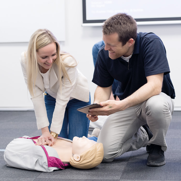 CPR instructor and student